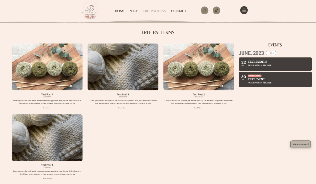 9 Blog Page with Events Calendar